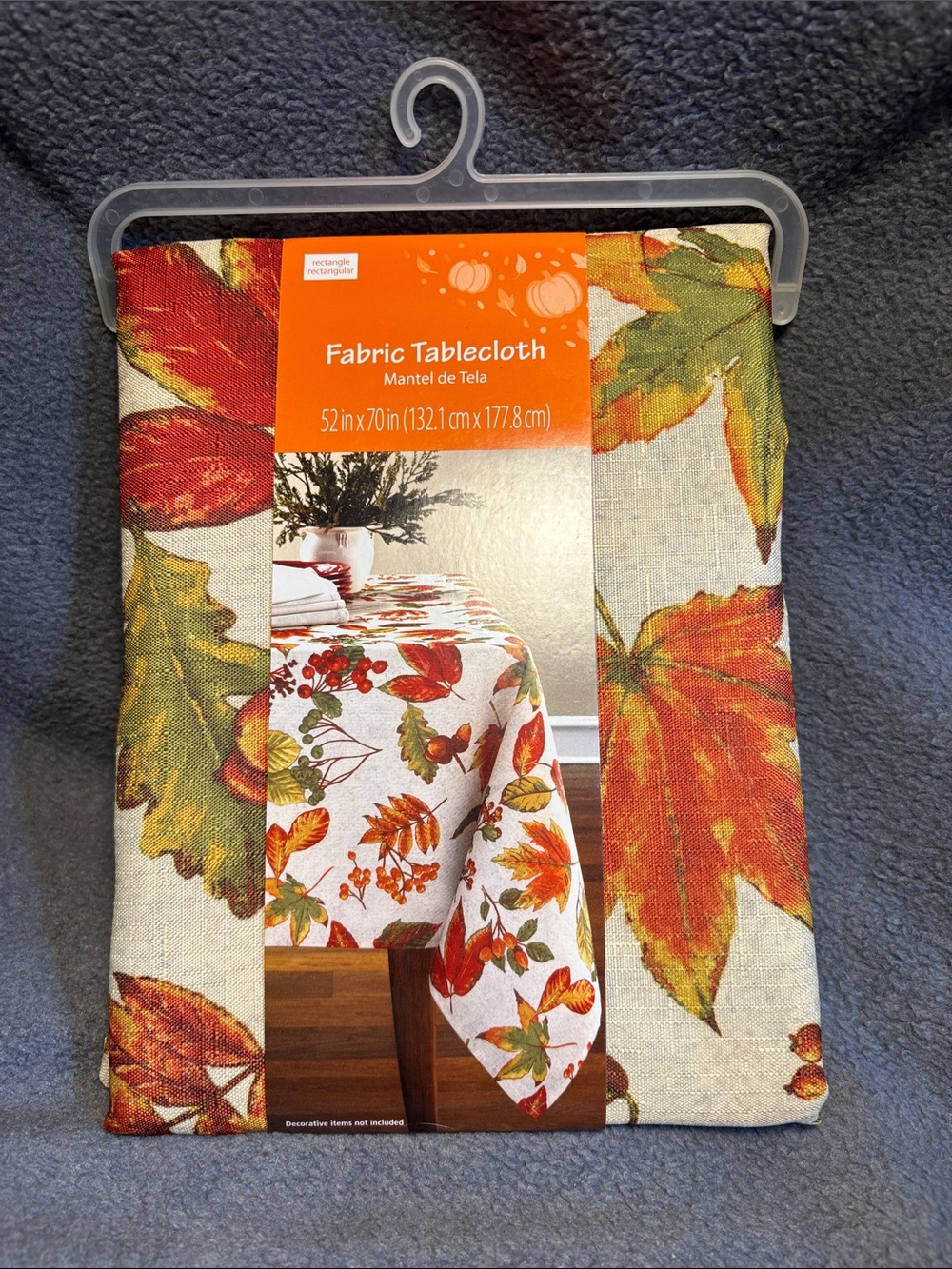 Fabric Tablecloth - Autumn Leaf Print in Orange and Green
